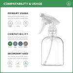 Clear Spray Bottle Adjustable Head Sprayer from Fine to Stream, 16 Oz, Pack of 3